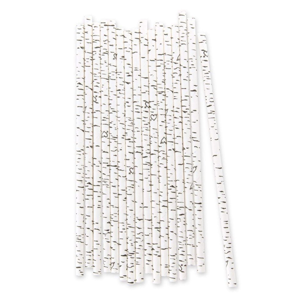 Birch Bark Love Print Paper Drinking Straw (Pack of 25)