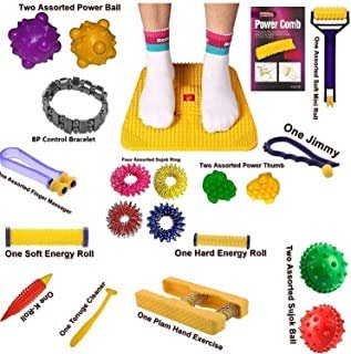 ACI Acupressure India Accu Power Mat-2-K with Magnets and Pyramids for Pain Relief , Health Products, 1 Palm Exerciser and Face Massager (Multicolour)