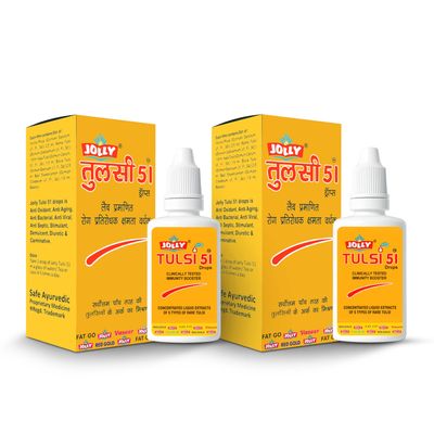 Jolly Tulsi 51 Drops Natural Immunity Booster (Light Gold)- 30 ml - Pack of 2