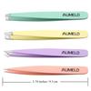 AUMELO Tweezers Professional Stainless Steel with Leather Travel Case Best Precision Eyebrow and Splinter Ingrown Hair Removal Tweezer Tip (Multicolor) -Set 4 Piece view 4
