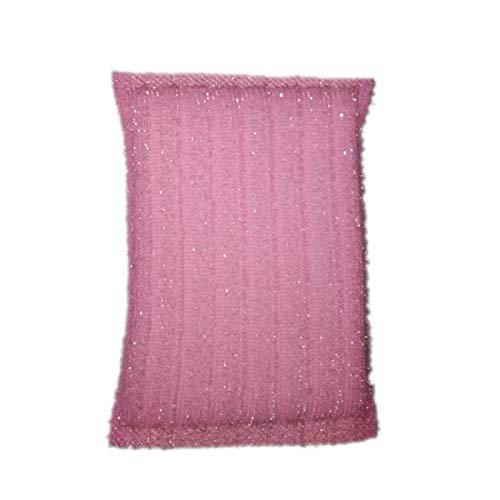 KM PU Foam Scrub Pad Scrubber For Dish/Utensils/Tiles Cleaning, Pink (14mm) Pack of 12