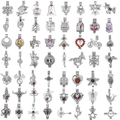 50Pcs Mixed Pearl Bead Cage Pendants Jewelry Making Essential Oil Diffuser-Add Your Stone/Pearl/Essential Oils to Cage (50pcs)