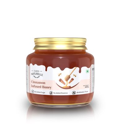 Farm Naturelle Healthy Clove Infused Honey 400gm|100% Pure Honey| Raw & Unfiltered|Unprocessed|Lab Tested Honey In Glass Jar with Engraved Virgin Wooden Spoon