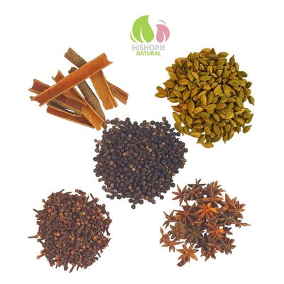 5 SPICES COMBO PACK - 500Gm (5of 100Gm Each- BLACK PEPPER, CINNAMON, STAR ANISE, CARDAMOM, CLOVES)