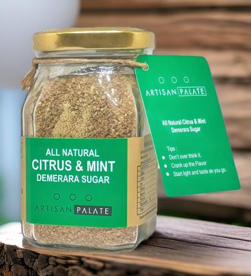 Artisan Palate Citrus Mint Demerara Sugar Jar | All Natural | Iced Tea, Mojito and Lemonade | 150 gms (Pack of 1)
