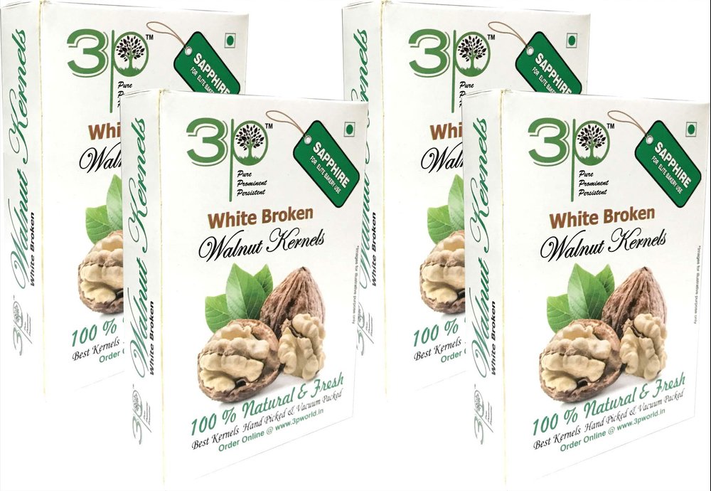 3p Light Broken Kashmiri Walnut Kernels 1 kg |Organic| Natural|Akhrot|Akhrot giri|Wallnut| (250 gm x pack of 4)