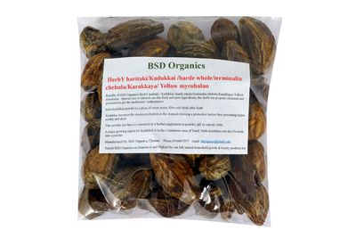 BSD Organics HerbY haritaki/Ink Nut/Kadukkai/harde whole/terminalia chebula/Karakkaya/Yellow myrobalan- 50g