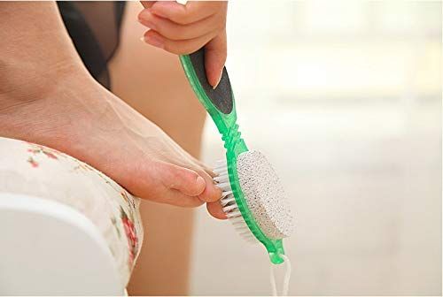 FOK 1 PC 4 in 1 Foot Pumice Brush Scrubber Callus Dead Skin Care Remover Pedicure Remover Tool - Random Color