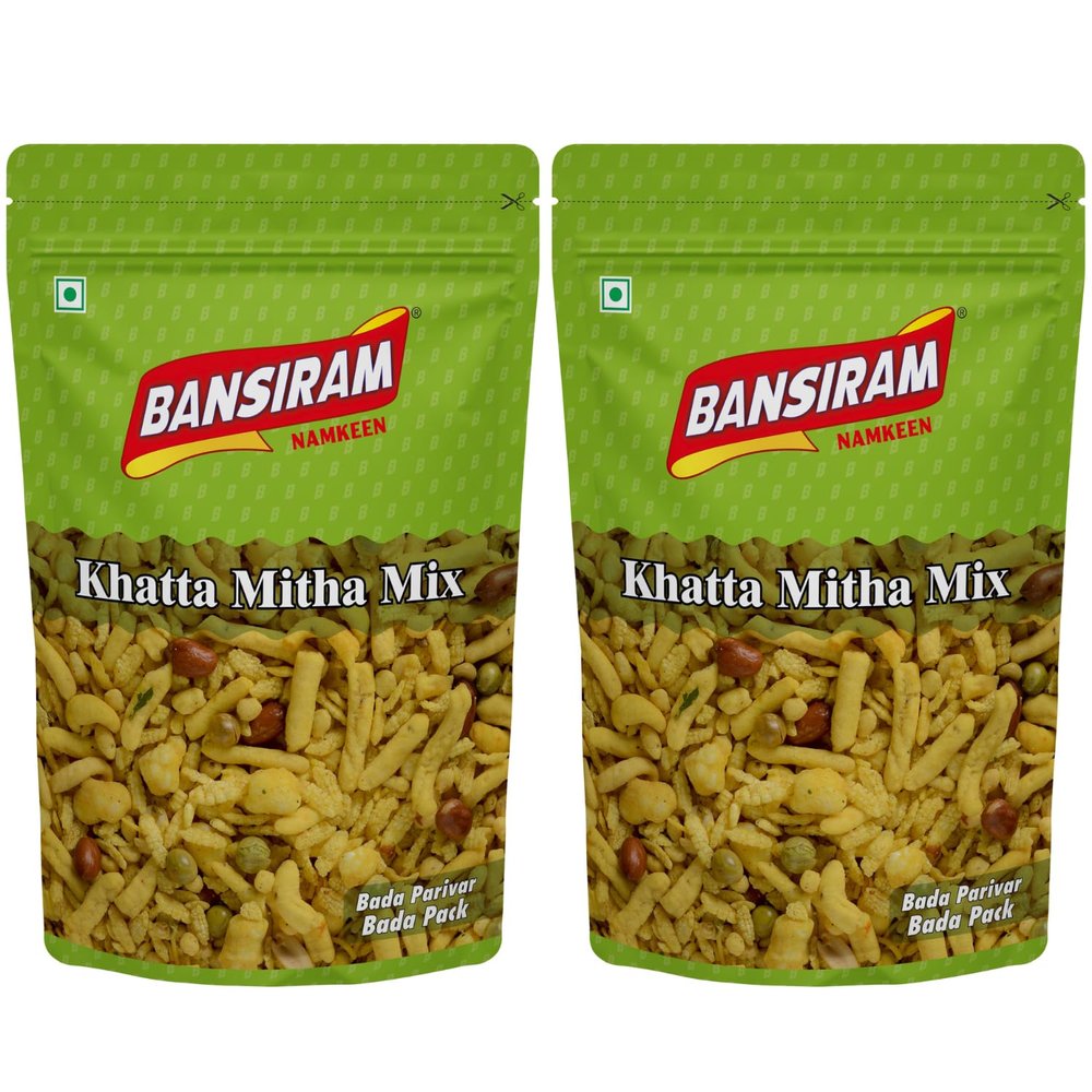 Bansiram Khatta Meetha Mix Namkeen | Sweet & Tangy Indian Snack Mix | Crispy, Crunchy & Flavorful Tea-Time Mixture | Perfect Anytime Snack | Pack of 2 x 400g (Total 800g)