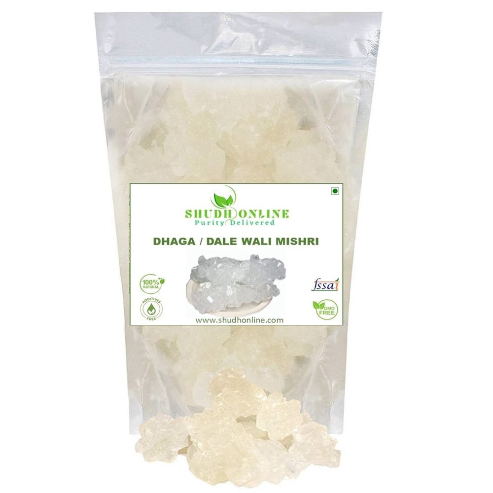 Shudh Online Mishri Dhage Wali Organic, Thread Mishri Crystal (1000 grams / 1 Kg), Dhaga mishri crystal, Patika Bellam, Rock Sugar, Khadi Sakar, Kuja Misri