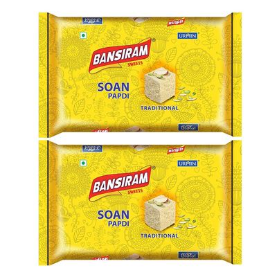 Bansiram Sweets | Soan Papdi | Traditional Indian Sweet | Flaky & Delicious Dessert | Ready to Eat Mithai | Perfect for Festivals & Gifting | Pack of 2 x 250g (Total 500g)