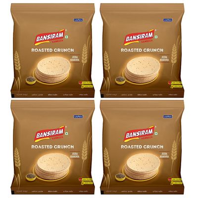 Bansiram Namkeen | Roasted Crunch Jeera Khakhra | Gujarati Traditional Snack | Flavourful, Crispy & Crunchy Tea-Time Delight | Ready-to-Eat Healthy Snack (Set of 4 x 180g)  720g Total
