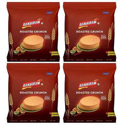Bansiram Namkeen | Roasted Crunch Masala Khakhra | Spicy, Crispy & Flavourful Snack | Ready-to-Eat Gujarati Breakfast & Tea-Time Snack | Travel-Friendly Pack of 4 x 180g  720g Total