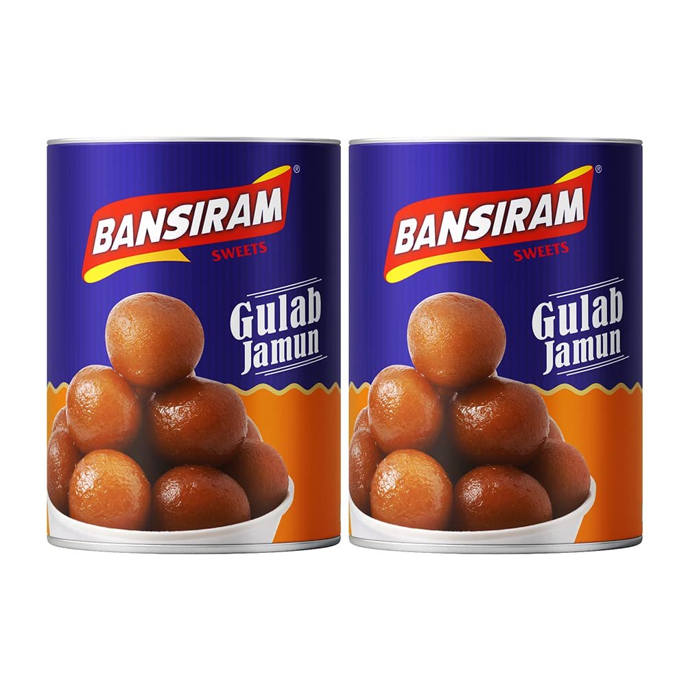 Bansiram Sweets | Gulab Jamun 1Kg Tin  Pack of 2 | Soft & Juicy Indian Mithai | Traditional Ready-to-Eat Dessert | Authentic Sweet for Festivals, Celebrations & Gifting | Total 2Kg Pack