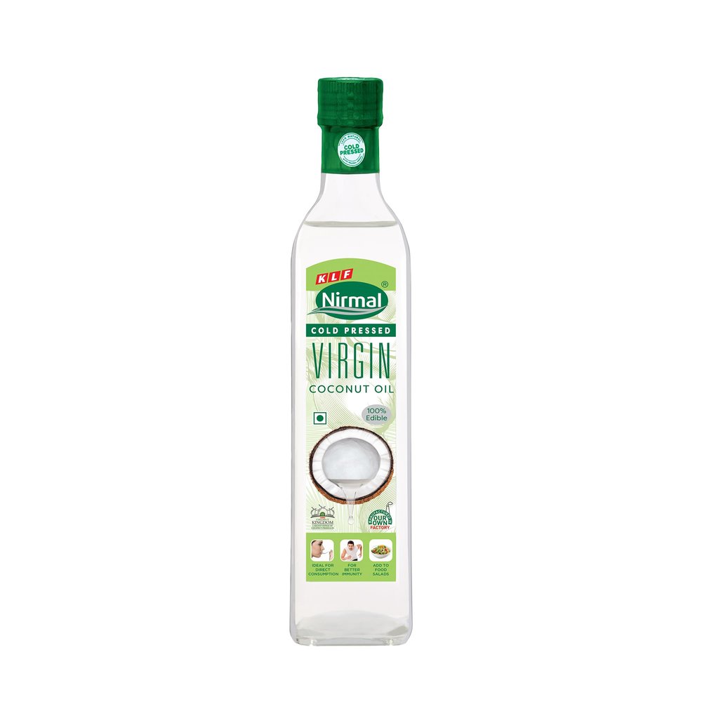 KLF Nirmal Cold Pressed Virgin Coconut Oil | 250 ml | Packaged in Glass Bottle | Great for Cooking, Skin Care & Hair Care | Natural & Edible
