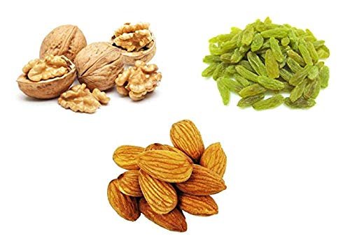 3P Triple Combo Kashmiri| Organic| Natural|Akhrot|Vlaue Pack|Akhrot giri|Wallnut| Walnut Kernels Almonds & Golden Raisins 750 gm (1 pack x 1 pack x 1pack x 250 gm)