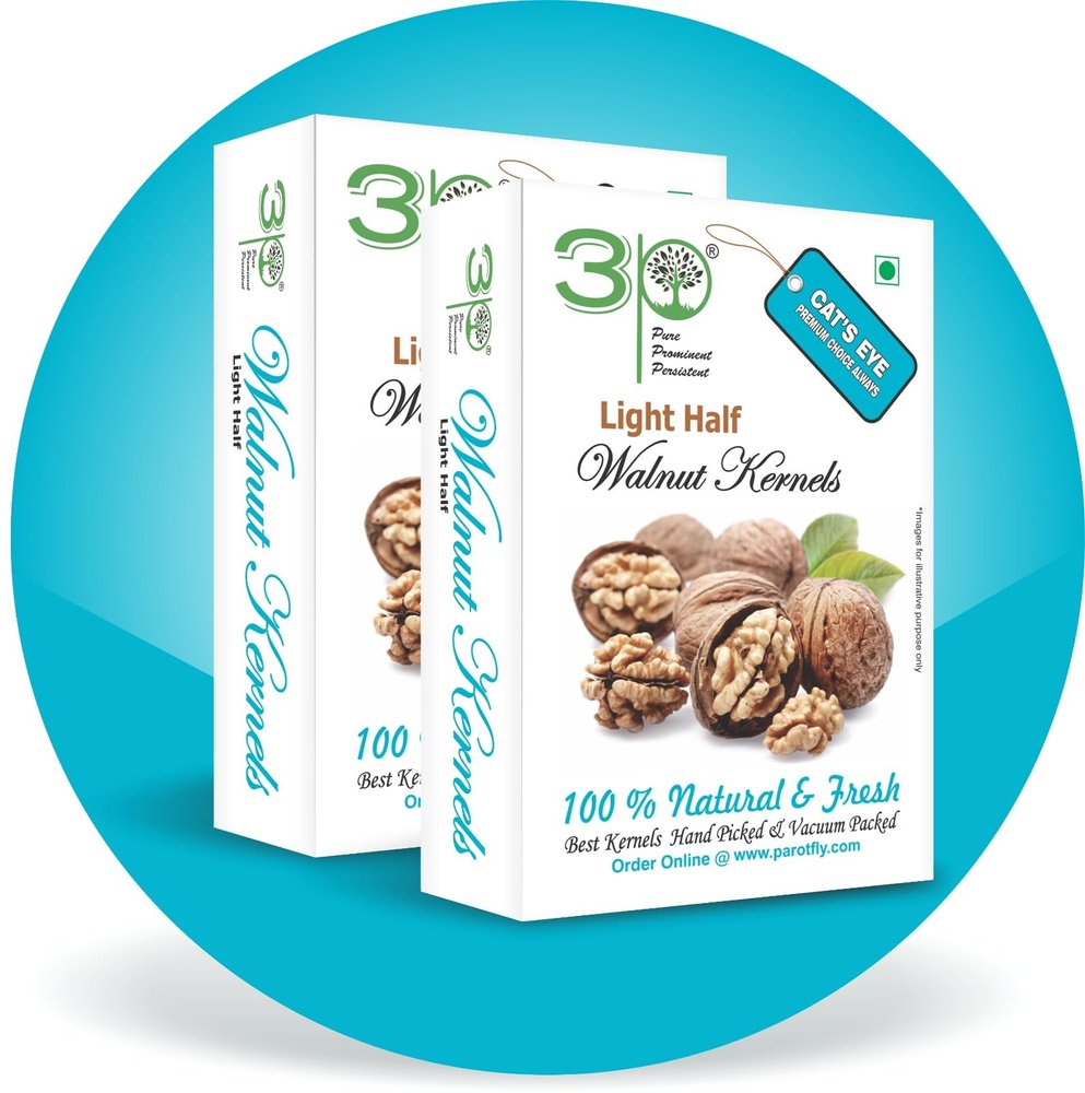 3P Kashmiri Walnut Kernels Without shell Light Half | Organic Premium Akhrot giri | Wallnut Dry Fruits 2pc 500gm (250gm xpack of 2)