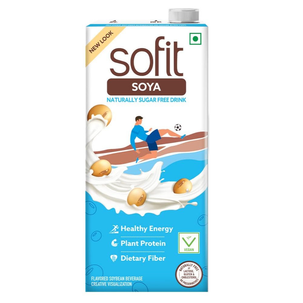 Sofit Soya Drink Naturally Sugar Free, 1000ml - Pack of 3 (3 x 1000ml)| Vegan Drink |Enriched with plant protein, dietary fibers, vitamins and calcium | Lactose Free | Gluten Free | Preservatives Free