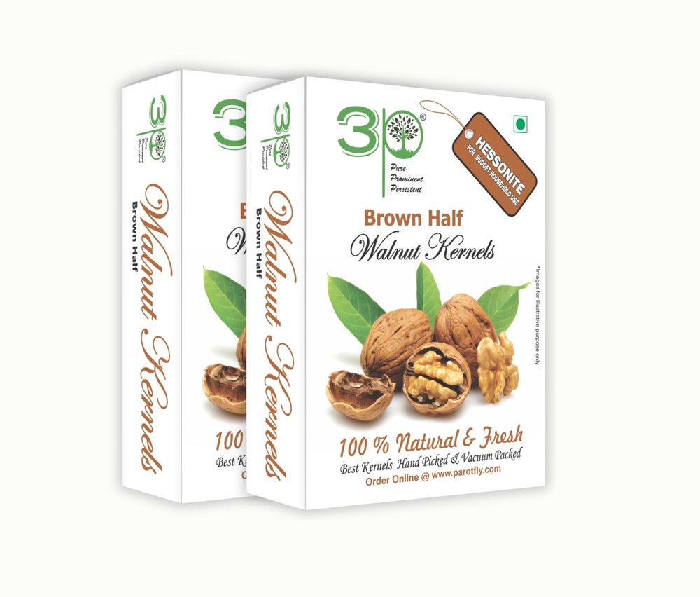 3P Kashmiri Walnut Kernels Without Shell, Walnut Without Shell, Brown Half Akhrot Giri, Fresh Organic Natural Akhrot 500 grams (250g x Pack of 2)