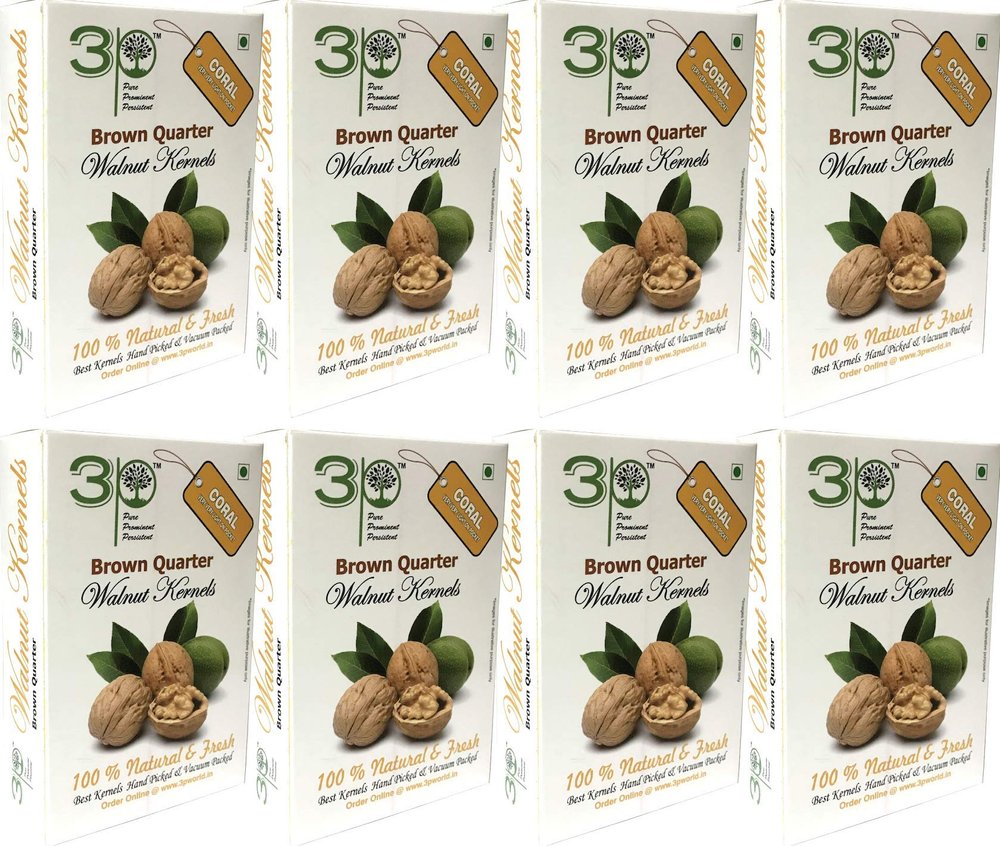 3p Kashmiri Walnut Kernels Without Shell Brown Quarter Organic Natural Akhrot giri Walnut Dry Fruit 2kg (250gm X 8)
