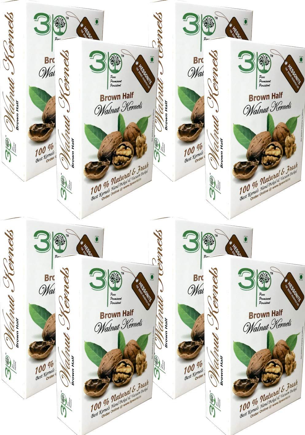 3P Kashmiri Tasty Brown Half Walnut Kernels 2Pc | Fresh Premium Natural Organic Akhrot Giri | Walnut dry fruit 2kg (250gm x 8)