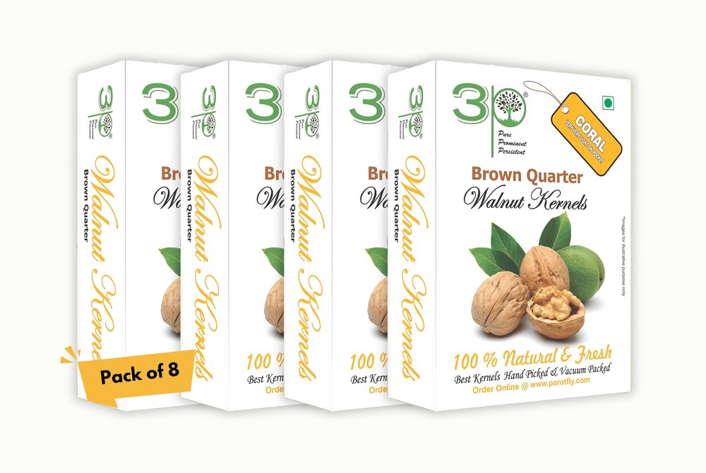 3p Kashmiri Walnut Kernels Without Shell Brown Quarter Organic Natural Akhrot giri Walnut Dry Fruit (2kg) (250gm x 8)