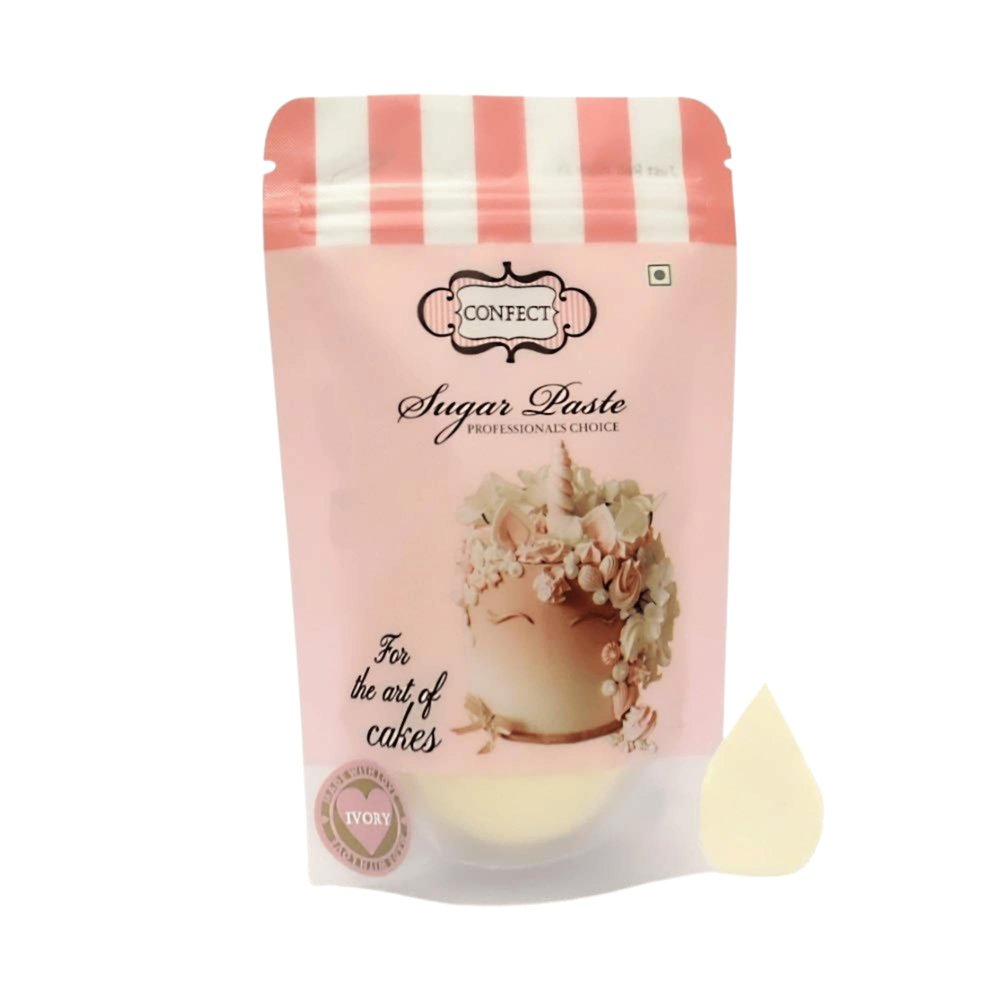 Confect Ivory Fondant for Cakes 8.8 oz Chefs Choice for Cake Decorating, Sculpting & Baking | Vegan, Gluten-Free, Nut-Free, Palm Oil-Free 250 Gms
