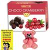 BOGATCHI Chocolate Coated Cranberry, 100g + Free Bhai Dooj Greeting Card + Teddy with Bhai Dooj Gift Hamper for Sister view 1