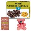 BOGATCHI Chocolate Coated Raisins, 200g + Free Bhai Dooj Greeting Card + Teddy with Bhai Dooj Gift Hamper for Sister view 1
