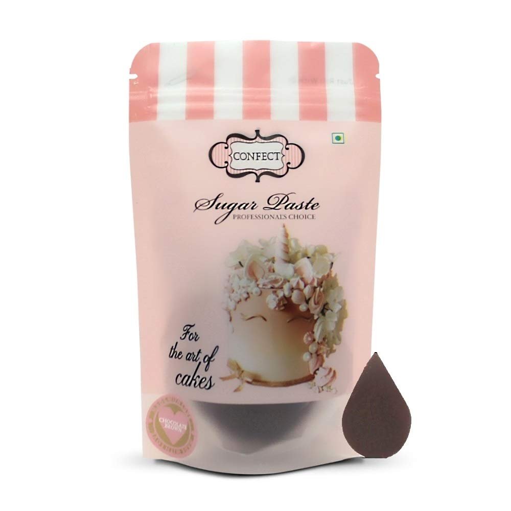Confect Chocolate Brown Sugar Paste | Edible Sugar Paste | Fondant for Cake Decoration | Edible Fondant Chefs Choice for Cake Decorating | Vegan, Gluten-Free, Nut-Free, Palm Oil-Free - 250 Gms