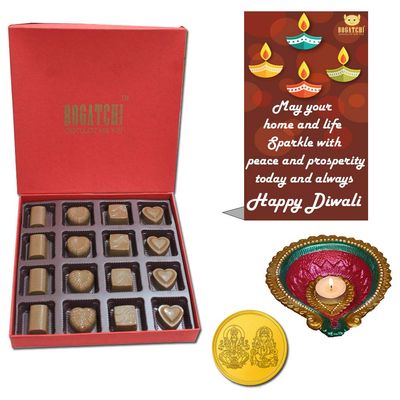 BOGATCHI Bhai Dooj Gift Mango Chocolate MODAK, 24pcs + Free Bhai Dooj Greeting Card + Roli Chawal