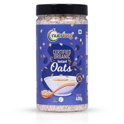 NutriOrg Instant Oats 400g | Organic & Gluten Free | High fibre & Protein Rich | Easy to Cook | Nutritional Breakfast