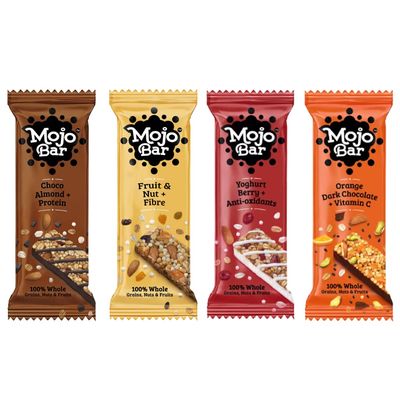 Mojo Bar Energy Bars Variety Pack of 24 | 100% Whole Grains, Nut & Fruit | High Energy & Granola Bars | Gluten Free & No Preservatives