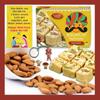 BOGATCHI Bhai Dooj Gift Traditional Soan Papdi, 250g, with Natural California Almonds , 100g + Free Bhai Dooj Greeting Card + Roli Chawal + Ganesha Key Chain view 1