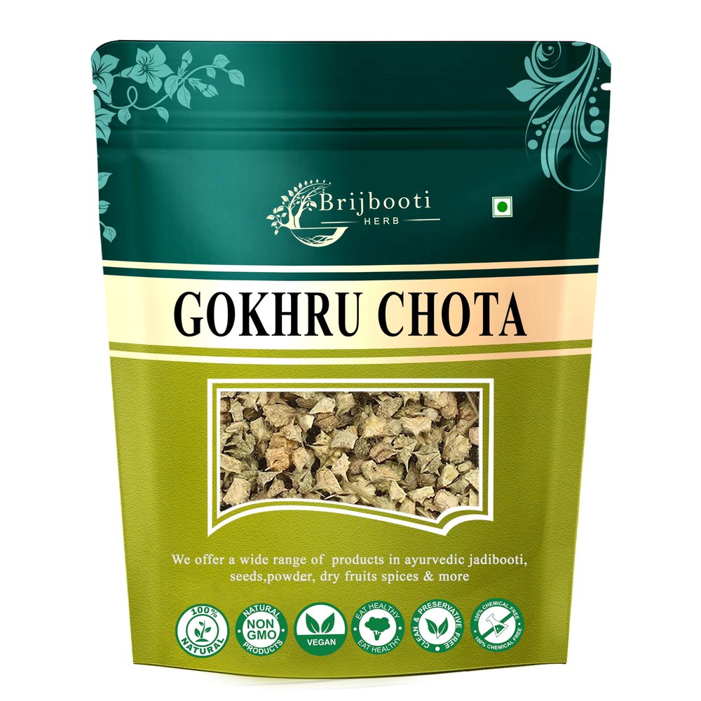 Brijbooti Gokhru Chota 100 Gr - Tribulus Terrestris Seeds - Small Caltrops | FSSAI, GMP, ISO Certified
