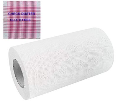 Dhwani Enterprise Kitchen Tissue Paper Towels (Pack of 6)60 Cuts - WITH CHECK DUSTER CLOTH FREE