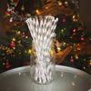 ALINK Biodegradable Silver Paper Straws Bulk, Pack of 100 Metallic Foil Striped/Wave/Dots Straws for Birthday, Wedding, Bridal/Baby Shower, Celebrations and Party Supplies: Silver view 2