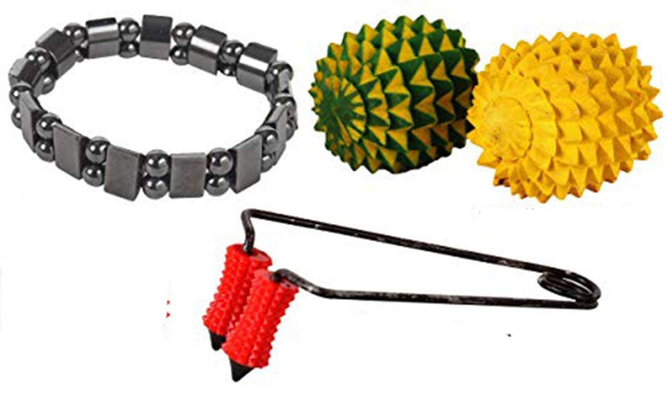 R A Products Health and Yoga Spongy Reflex for Stress Relieving Spikes Makes Sensory Stimulation Complete Body Massage Ball Sports Rubber Massage Balls for Plantar (BW-MassFin-Brac)