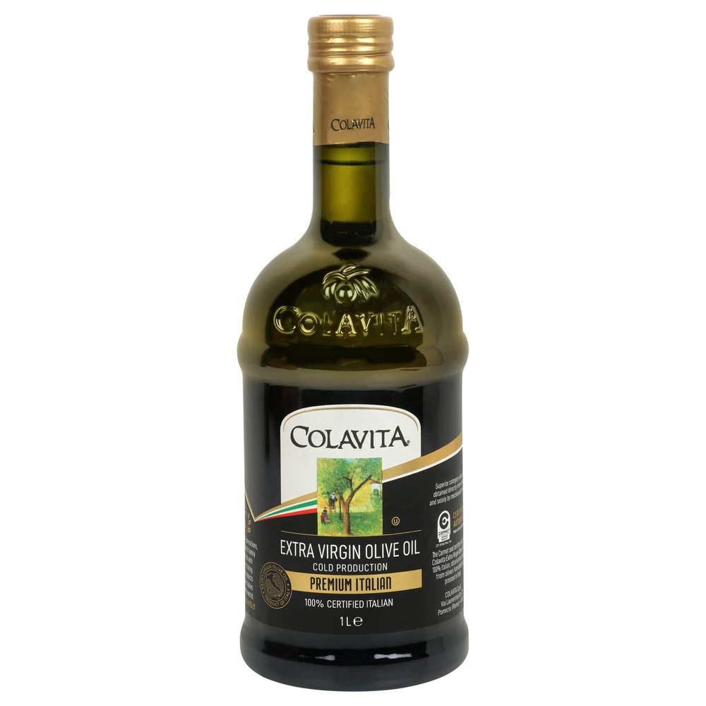 Colavita Extra Virgin Olive Oil (1L) | MATURE ITALIAN (less than 12 months old) | Cold Pressed Oil from Italian grown Olives | Timeless Bottle Pack