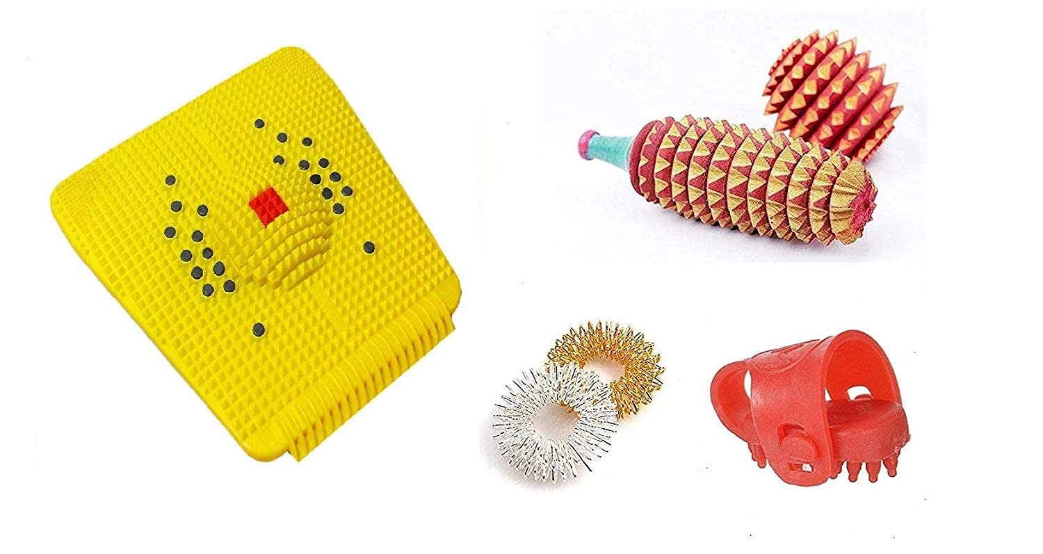 ACi Acupressure 5 Product Kit With Power mat Iv 2000 Sujok Ring Acu Tumb Pad Acu Wooden Karela with Acupressure Boll
