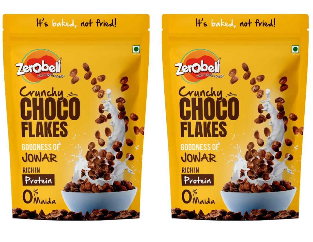Zerobeli No Maida Choco Flakes 920g (Pack of 460g x 2)- Made with Jowar, Whole Wheat and Real Chocolate | Delicious and Chocolaty Chocos Flakes