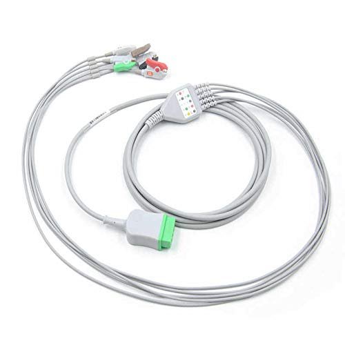 5 Lead ECG Cable Compatible with GE(GE Dash,GEB20,B560,Ge-Dash-2500,M-Prestn-01,B40,B650,Vivit11Pin)-11Pin- Clip Type.