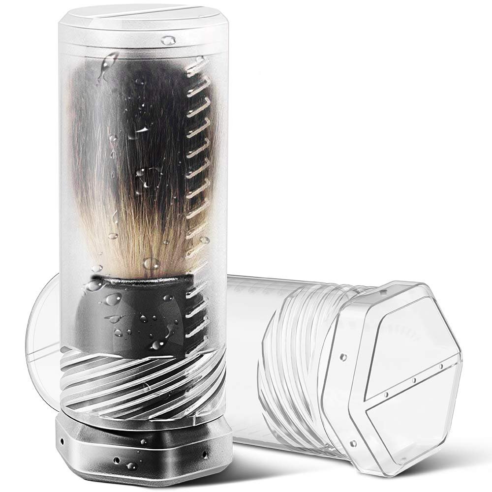 Anplus Large Shaving Brush Travel Case, Adjustable Height Shave Brush Holder Box Compatible with Most of Shaving Brushes (Brush Not Included)