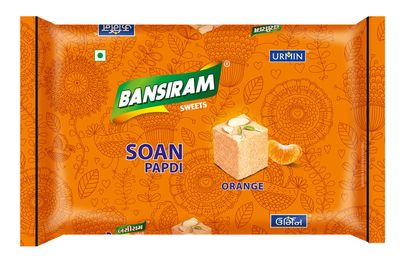 Bansiram Sweets | Soan Papdi | Orange Flavoured Indian Sweet | Traditional Mithai | Soft, Flaky & Delicious | Ready-to-Eat Festive Sweet | Perfect for Gifting & Celebrations | 250g Pack