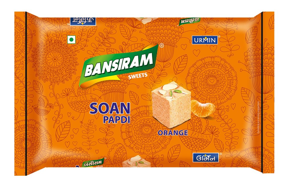 Bansiram Sweets | Soan Papdi | Orange Flavoured Indian Sweet | Traditional Mithai | Soft, Flaky & Delicious | Ready-to-Eat Festive Sweet | Perfect for Gifting & Celebrations | 250g Pack