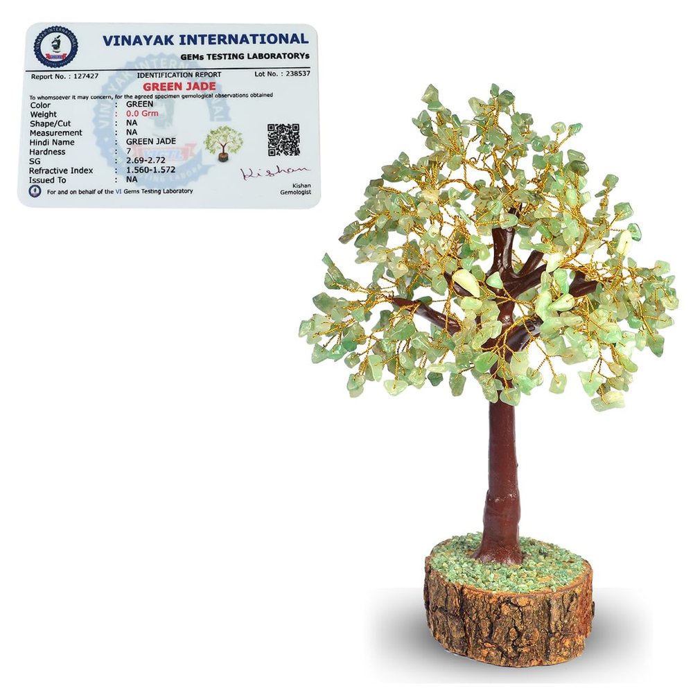 Reiki Crystal Products Certified Green Jade Tree | Green Jade Stone Tree 500 Beads Crystal Tree Stone Tree Showpiece