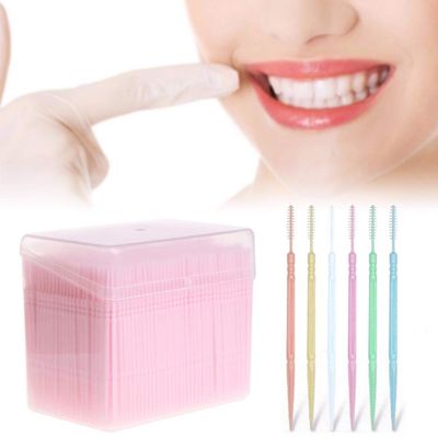 3nh 6 Color Double-Headed Teeth Cleaning Brush Stick Floss Pick Toothpick 1100Pcs/Box: Pink