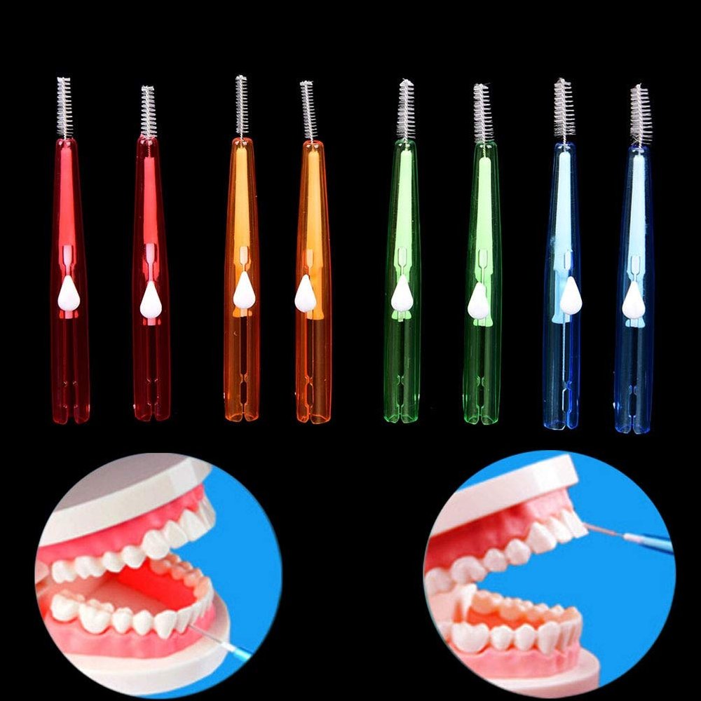 NavaFresh Basics 10Pcs Push-Pull Interdental Brush Orthodontic Dental Cleaning Brushes Adults Massage Gums Toothpick 0.7 0.8 1.0 1.2Mm: Red