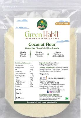 Green Habit Coconut Flour [Gluten-Free, Fiber-Rich, Paleo Friendly, Keto-freindly] (250 gram pack)
