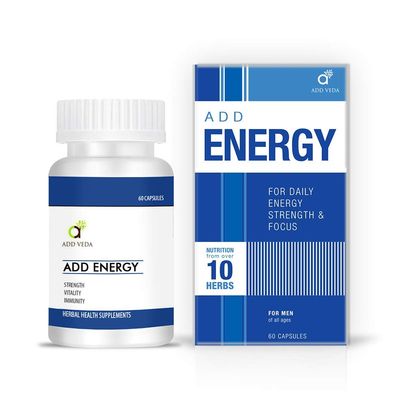 ADD VEDA Add Energy Capsules, Multivitamin For Men For Daily Energy, Immunity & Strength (60 Capsules)